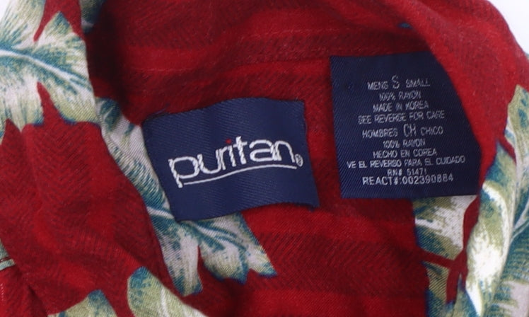 Puritan Men's Red Tropical Floral Shirt - Small
