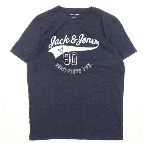 Jack & Jones Men's Blue Graphic Print T-Shirt