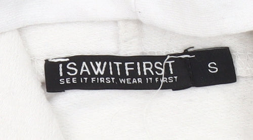 ISAWITFIRST Men's White Pullover Hoodie, Size S
