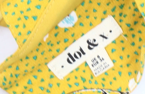 Dot & X Women's Yellow Cropped Floral Blouse, Size 8