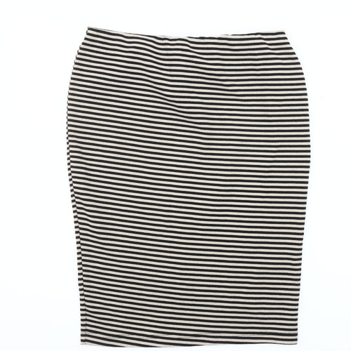 BHS Women’s Black Striped Pencil Skirt Size 12