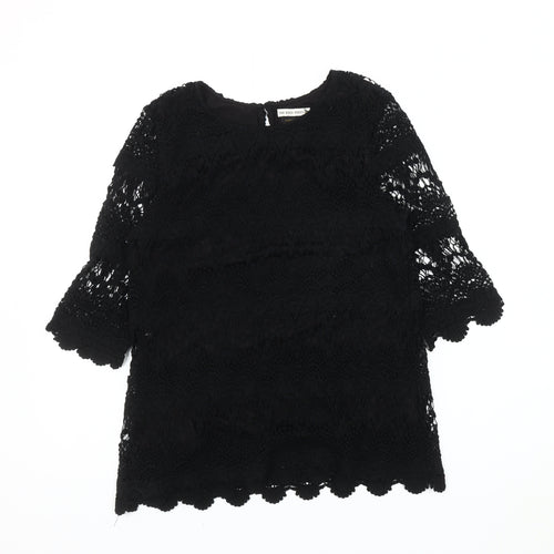 Joules Women's Black Crochet Blouse - Size 12, Elegant Style