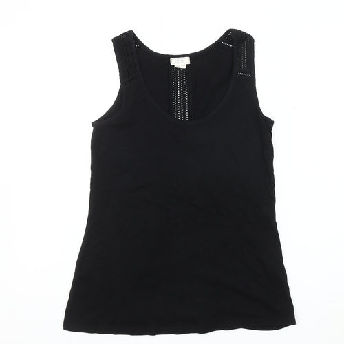 Fat Face Women's Black Sleeveless Tank Size 6 with Crochet Accents