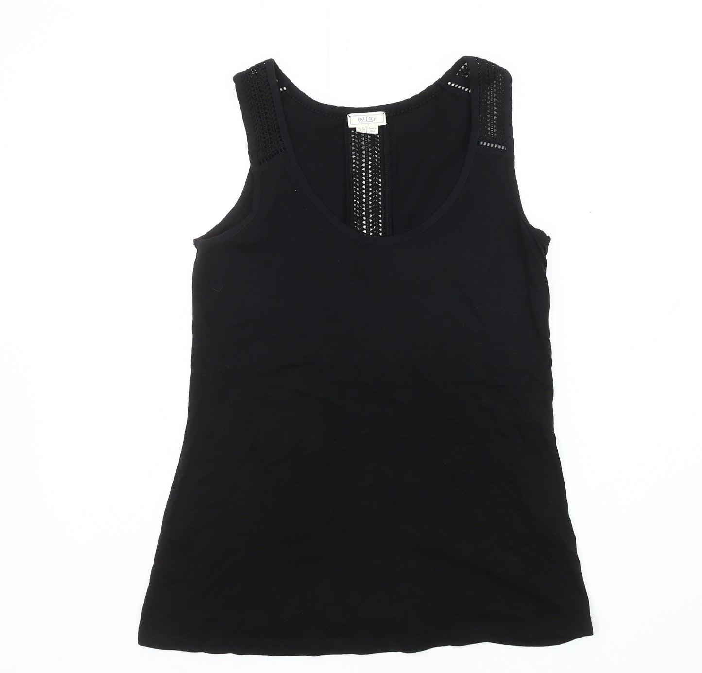 Fat Face Women's Black Sleeveless Tank Size 6 with Crochet Accents
