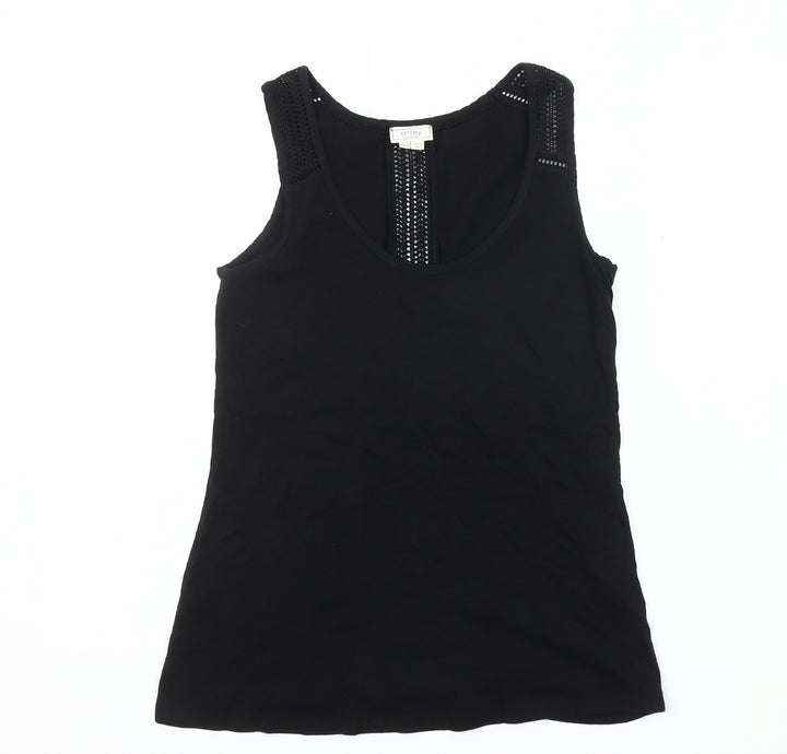 Fat Face Women's Black Sleeveless Tank Size 6 with Crochet Accents