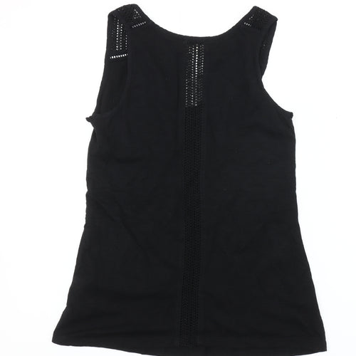 Fat Face Women's Black Sleeveless Tank Size 6 with Crochet Accents