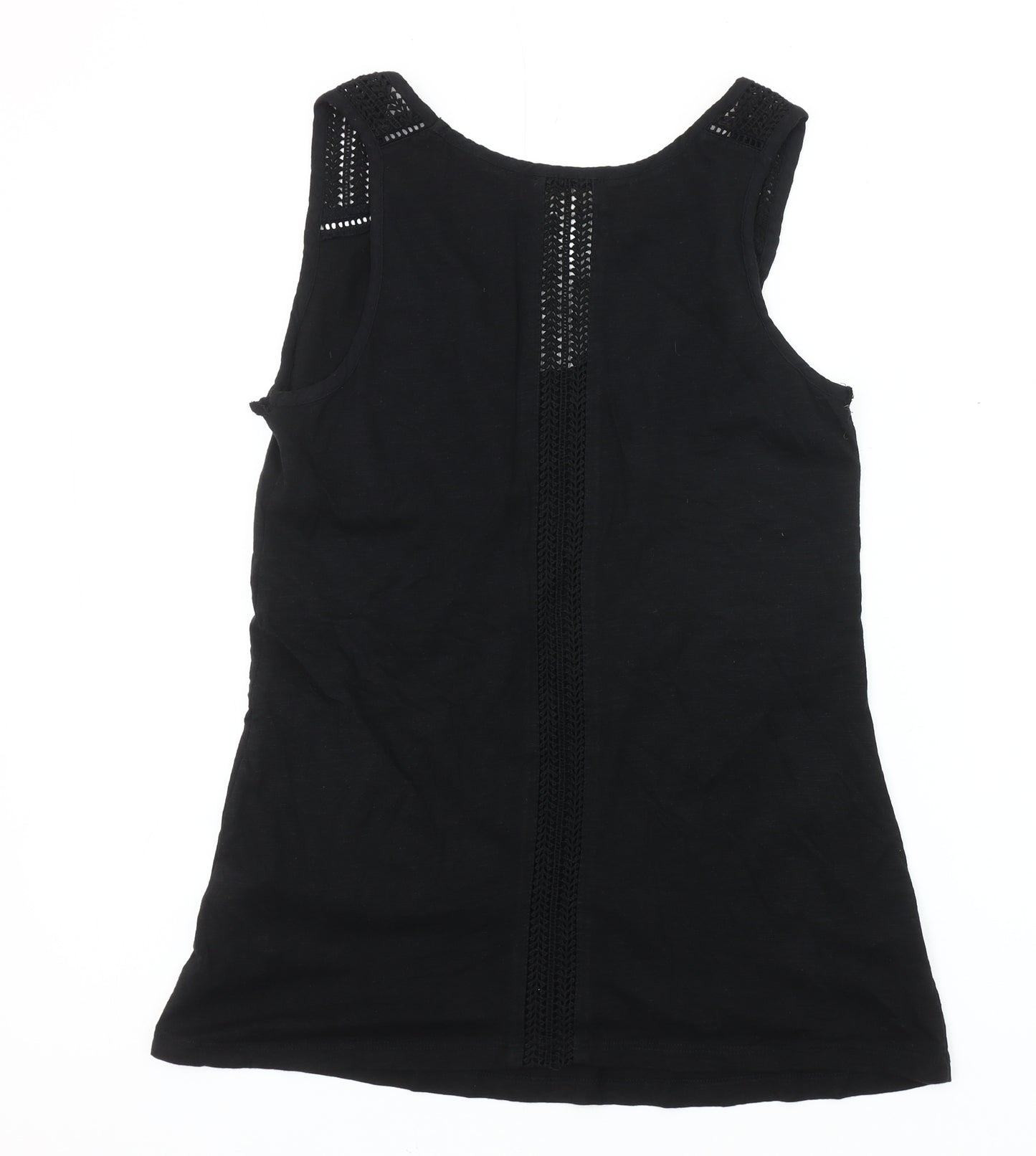 Fat Face Women's Black Sleeveless Tank Size 6 with Crochet Accents