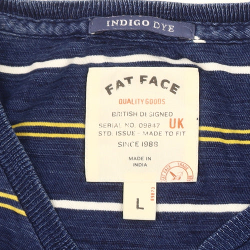 Fat Face Men's Blue Striped T-Shirt L
