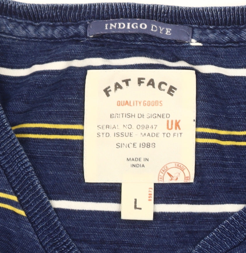 Fat Face Men's Blue Striped T-Shirt L