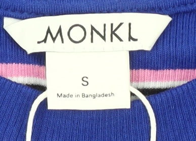 Monki Women's Blue Striped T-Shirt, Size S