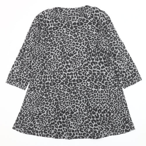 M&S Women's Grey Animal Print Dress Size 16