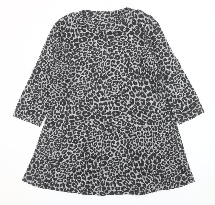 M&S Women's Grey Animal Print Dress Size 16