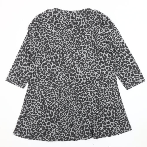 M&S Women's Grey Animal Print Dress Size 16