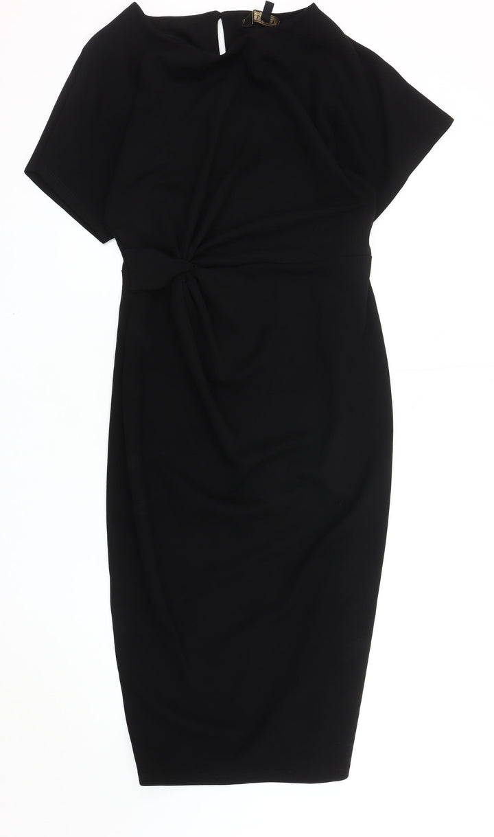 Lipsy Black Midi Sheath Dress - Size 10, Women's Party Staple