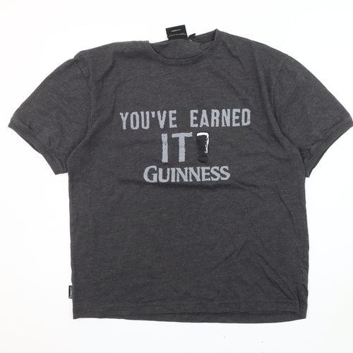 Guinness Men's Grey Medium T-Shirt Graphic Print