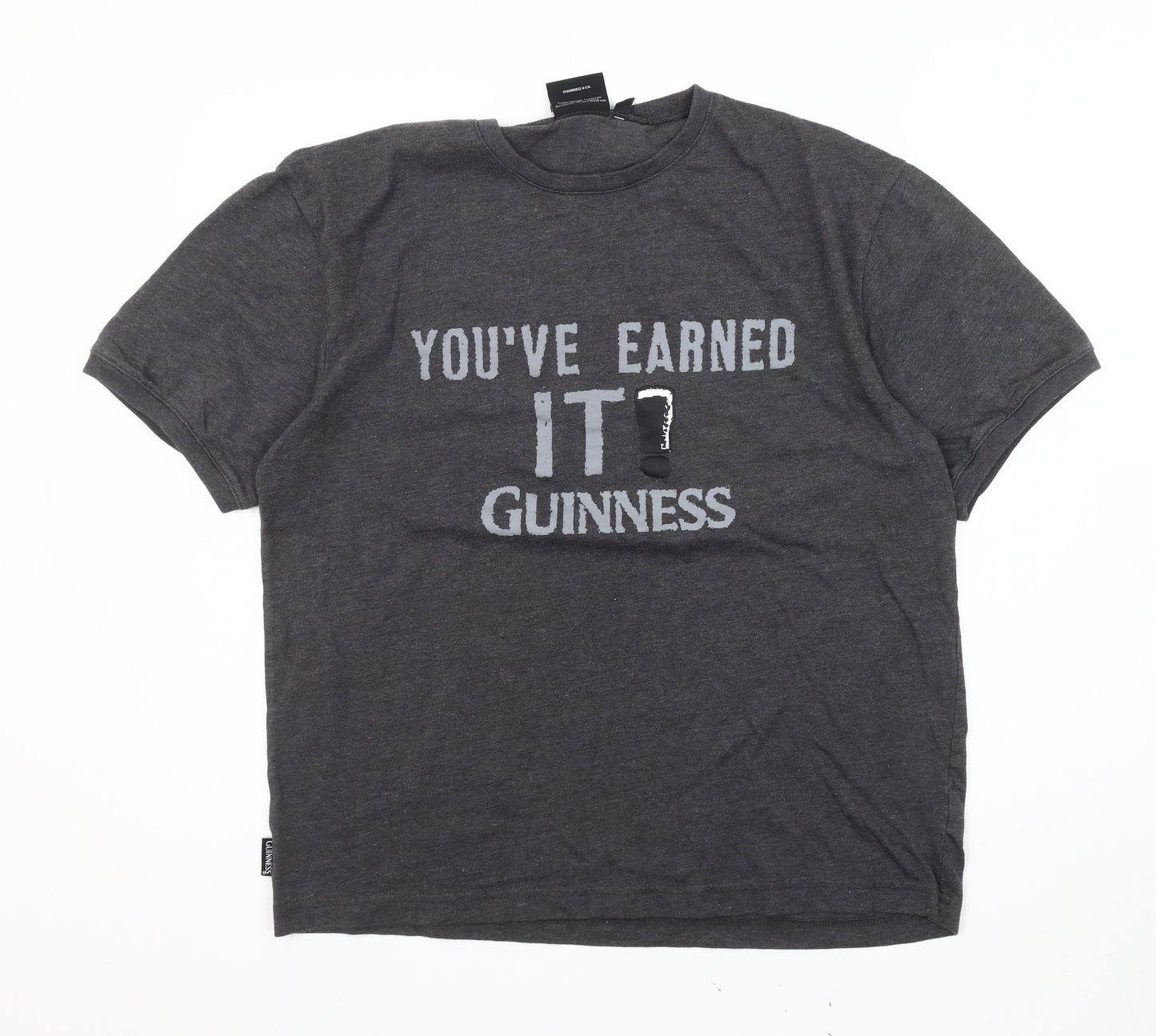 Guinness Men's Grey Medium T-Shirt Graphic Print