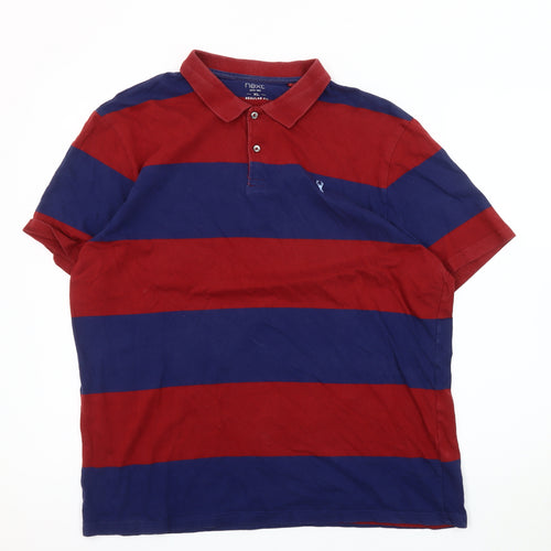 Next Men's XL Red Blue Striped Polo Shirt