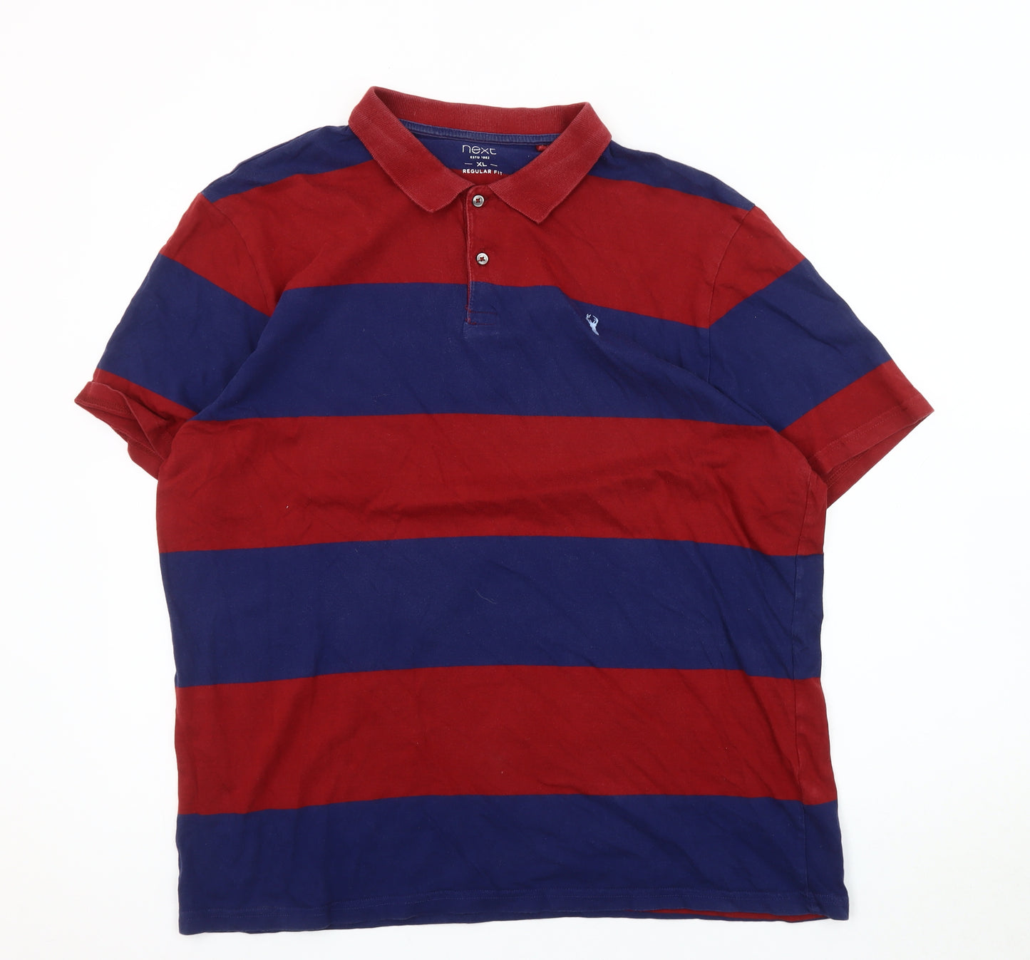Next Men's XL Red Blue Striped Polo Shirt