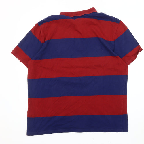 Next Men's XL Red Blue Striped Polo Shirt