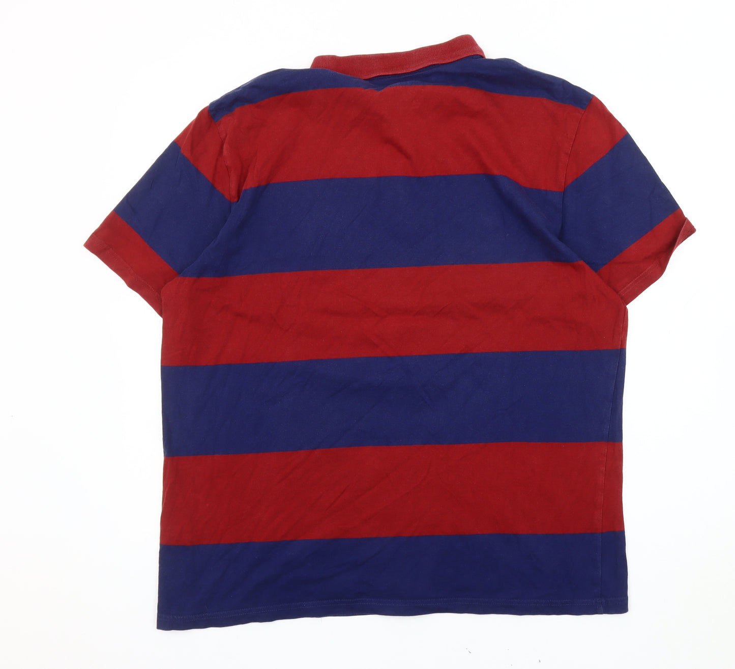 Next Men's XL Red Blue Striped Polo Shirt