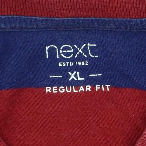 Next Men's XL Red Blue Striped Polo Shirt