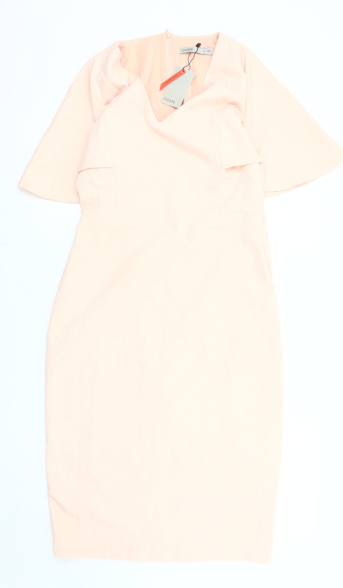 Oasis Women's Pink Dress Size 12 with Zip Closure
