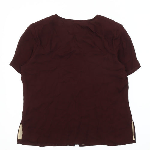 Country Casuals Women's Red Silk Embroidered Blouse - Size 14