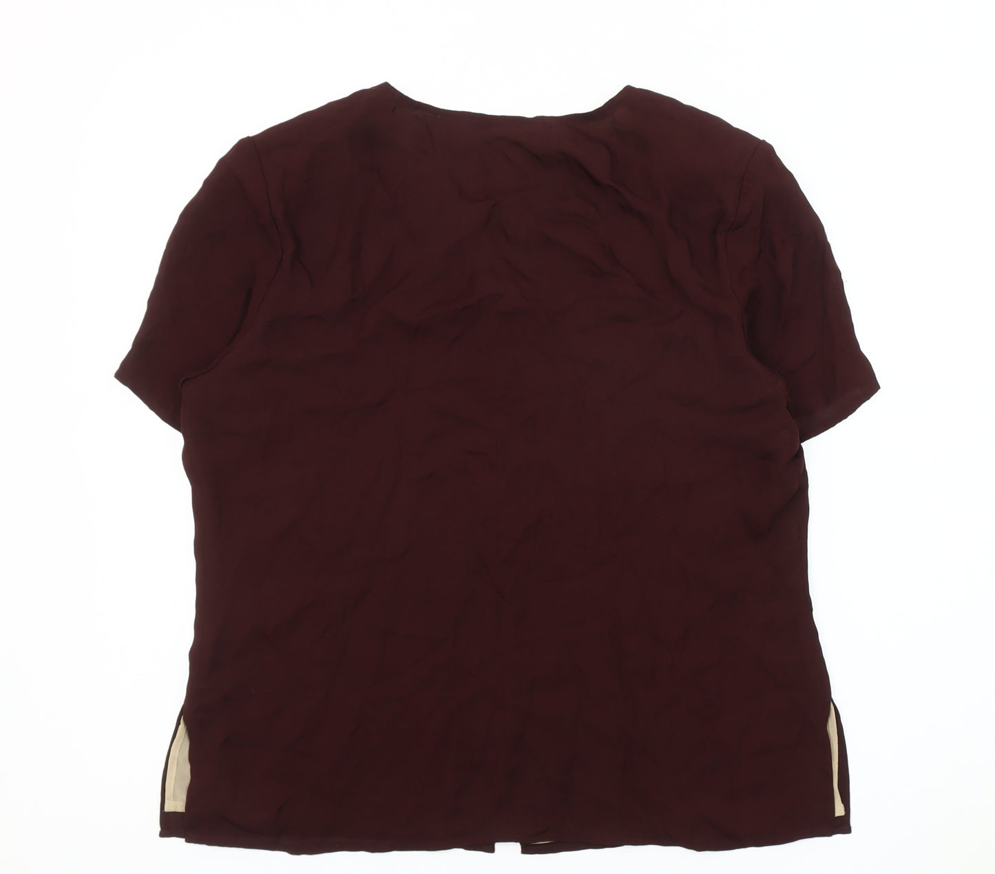 Country Casuals Women's Red Silk Embroidered Blouse - Size 14