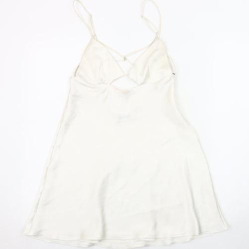 ZARA Women Ivory Slip Dress Size 10, Strappy Backless