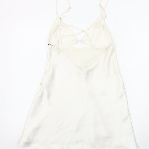 ZARA Women Ivory Slip Dress Size 10, Strappy Backless