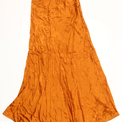 Women's Orange Long A-Line Viscose Skirt Size 10