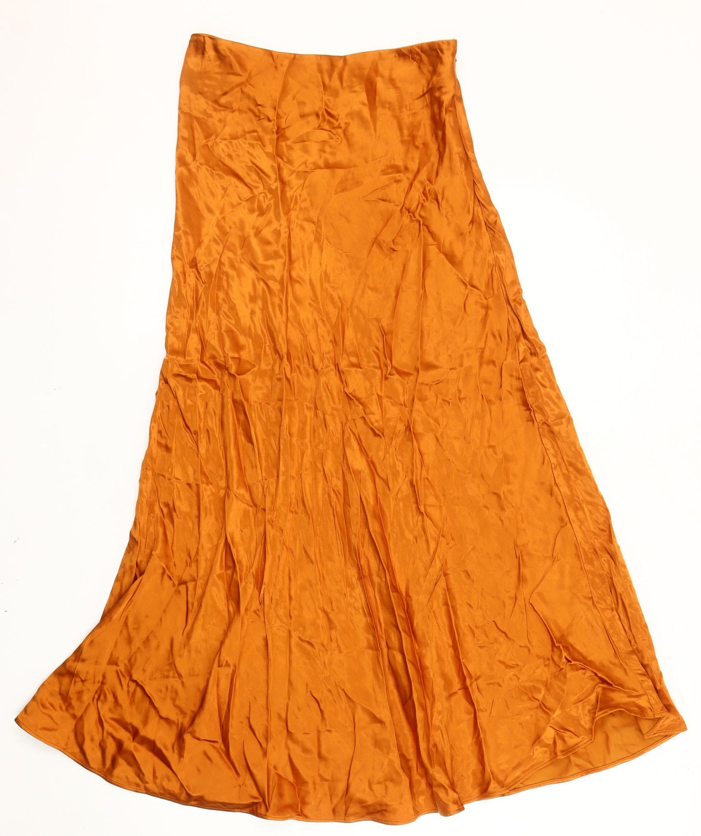 Women's Orange Long A-Line Viscose Skirt Size 10