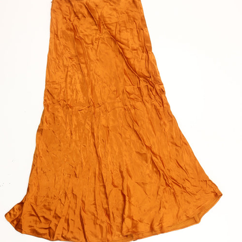 Women's Orange Long A-Line Viscose Skirt Size 10