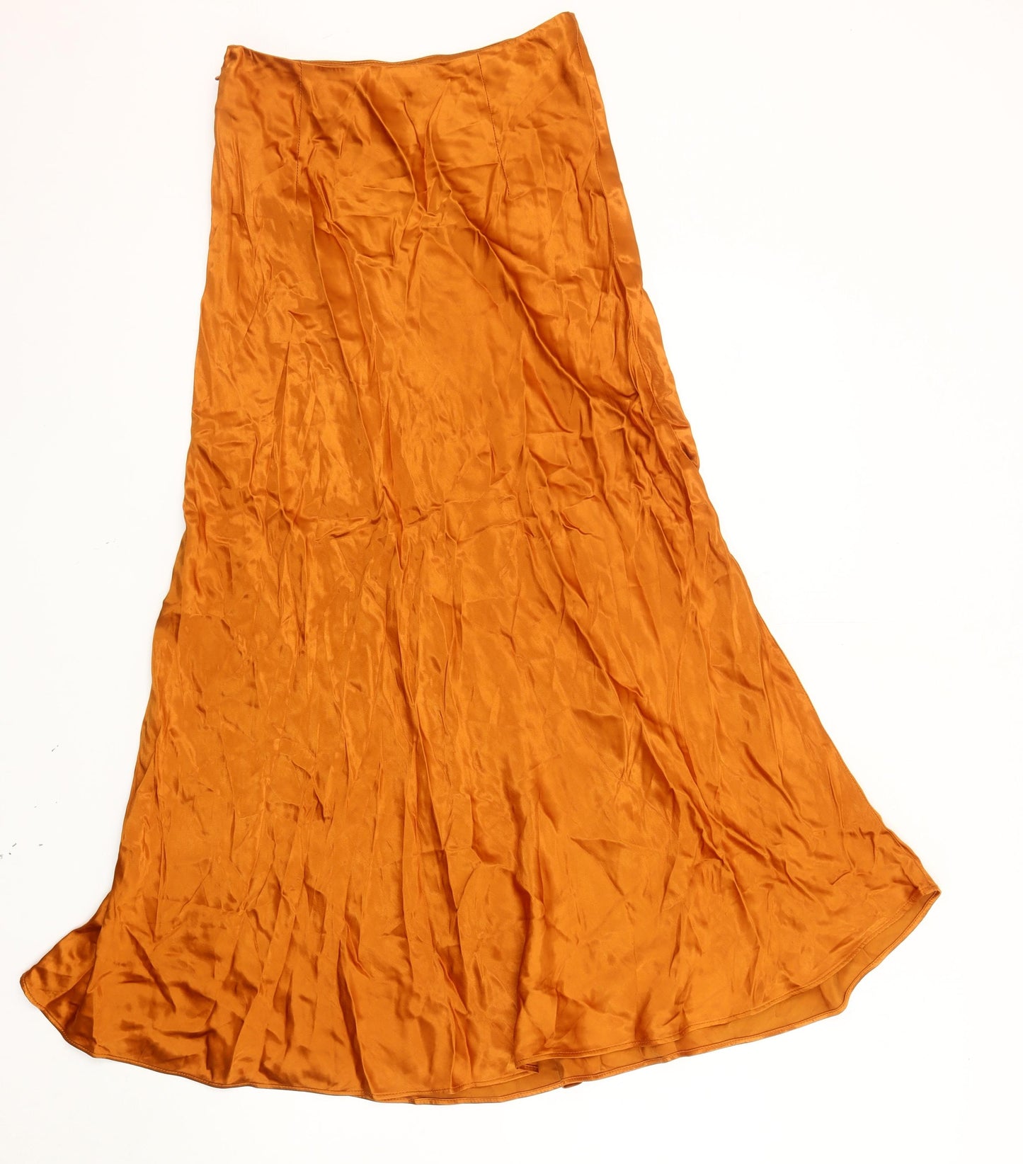 Women's Orange Long A-Line Viscose Skirt Size 10