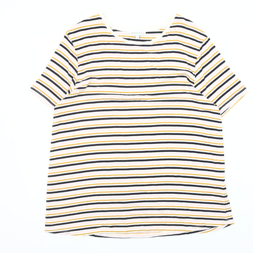 Warehouse Women's Multicoloured Striped T-Shirt Size 16