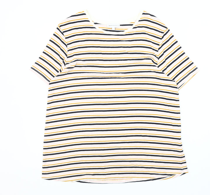 Warehouse Women's Multicoloured Striped T-Shirt Size 16