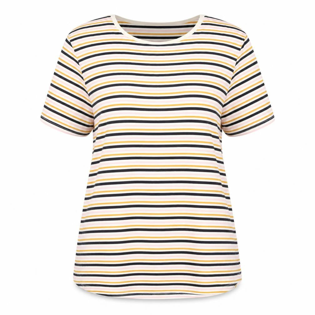 Front view of Warehouse Women's Multicoloured Striped T-Shirt, size 16