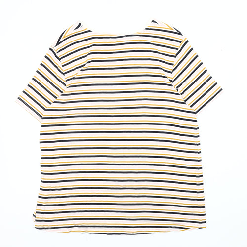 Warehouse Women's Multicoloured Striped T-Shirt Size 16