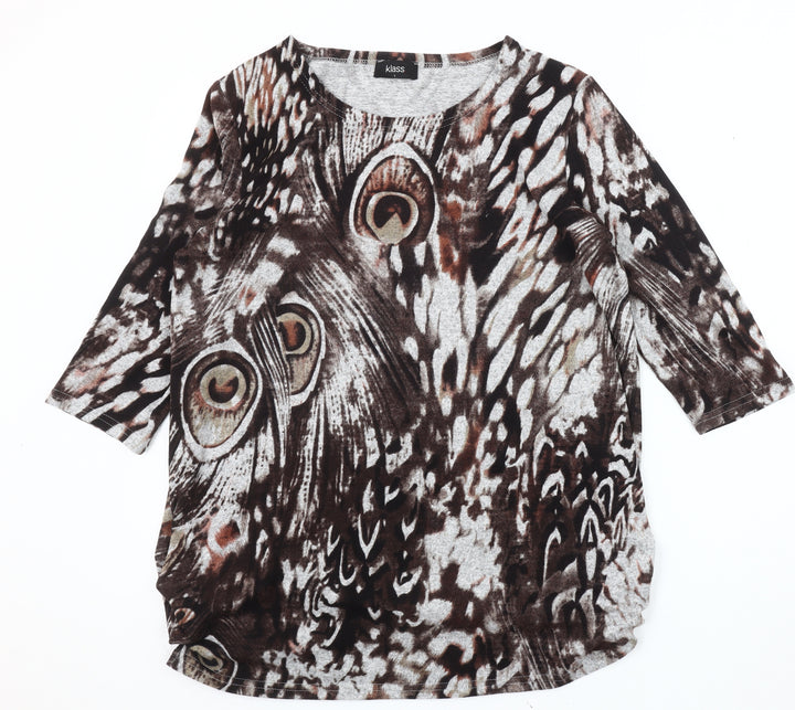Klass Women's Brown Animal Print Tunic Jumper L