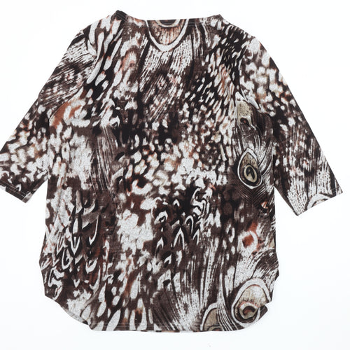 Klass Women's Brown Animal Print Tunic Jumper L