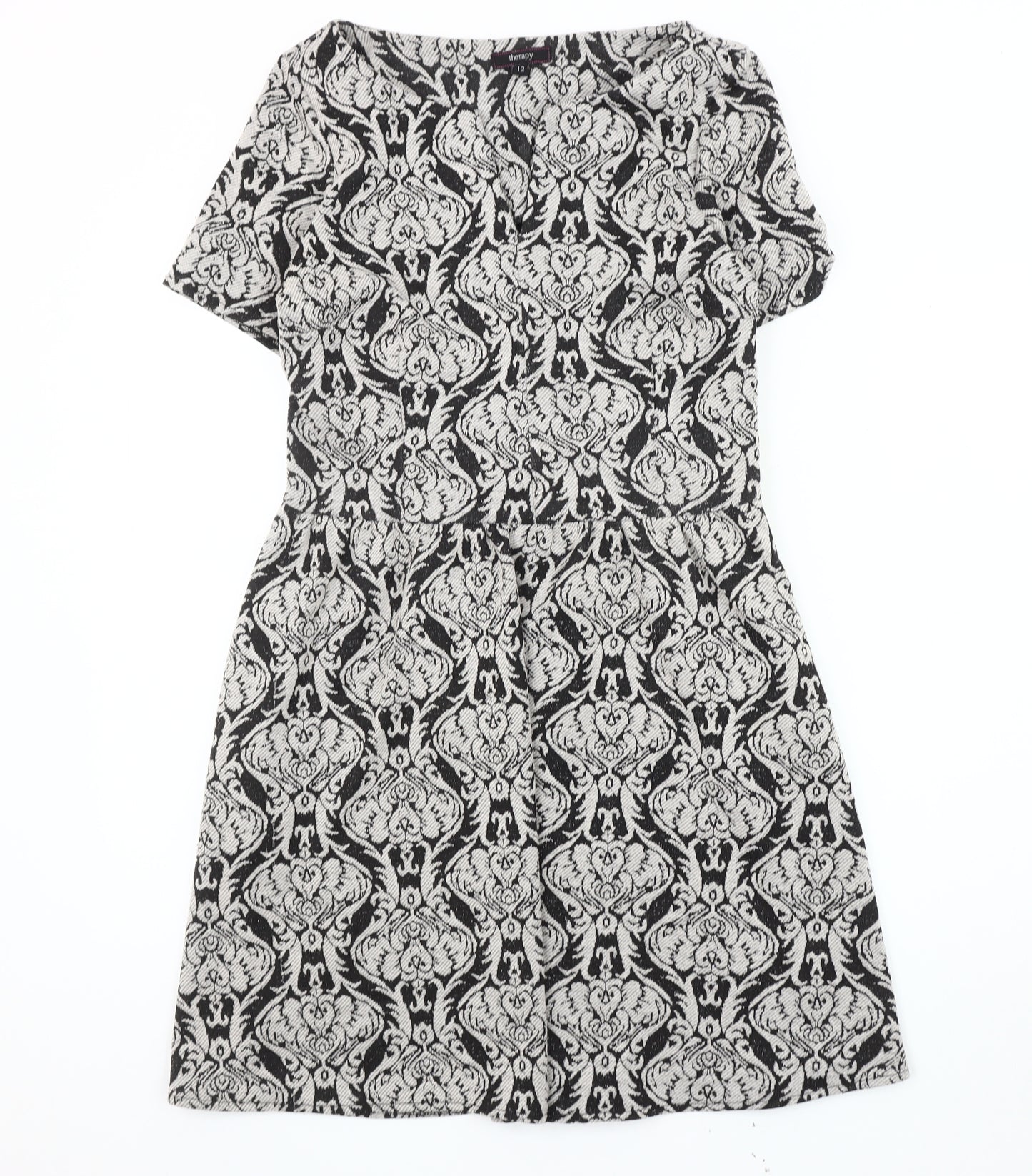 Therapy Women's Black White Dress Size 12 Geometric