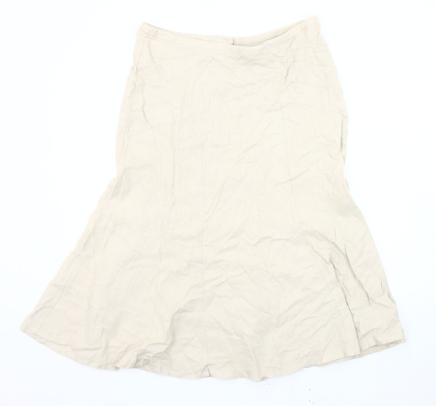 BHS Women's Beige Linen Skirt Size 12