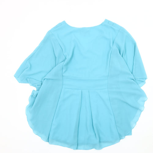 Apricot Women's Blue V-Neck Embellished Blouse Size 12