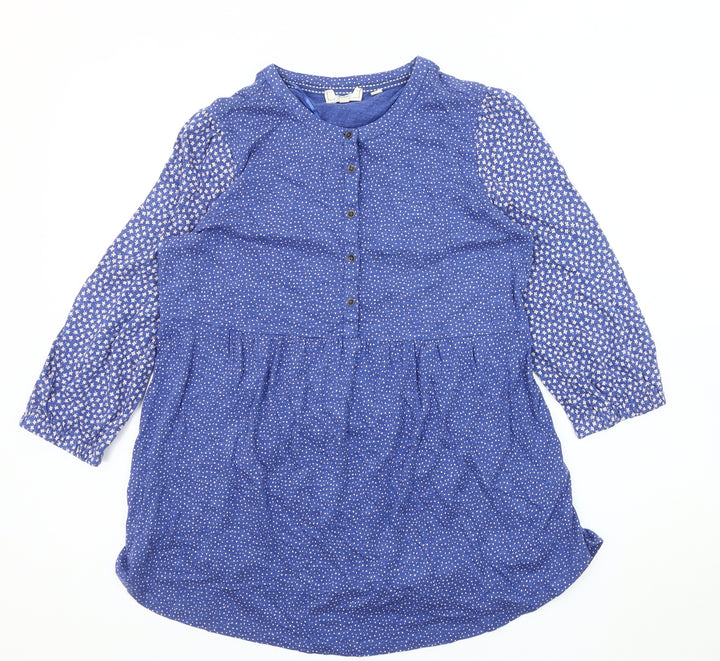 FatFace Women's Blue Floral Tunic Blouse Size 8