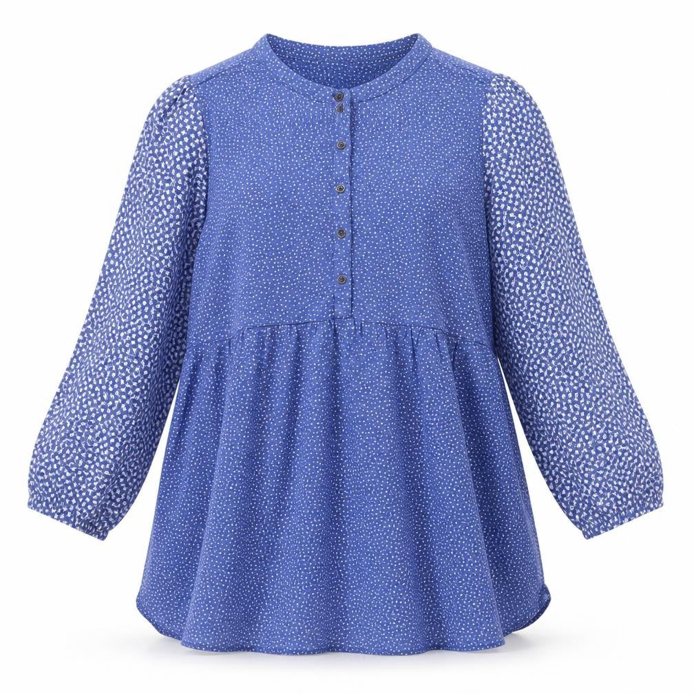 Front view of FatFace Women's Blue Floral Tunic Blouse, size 8