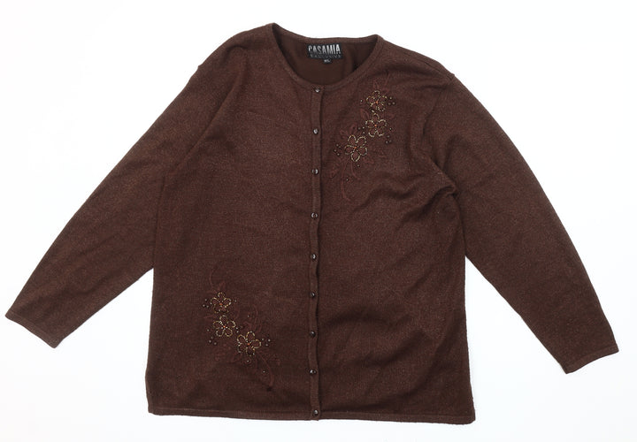 Casamia Exclusive Women's Brown M Cardigan, Embroidered