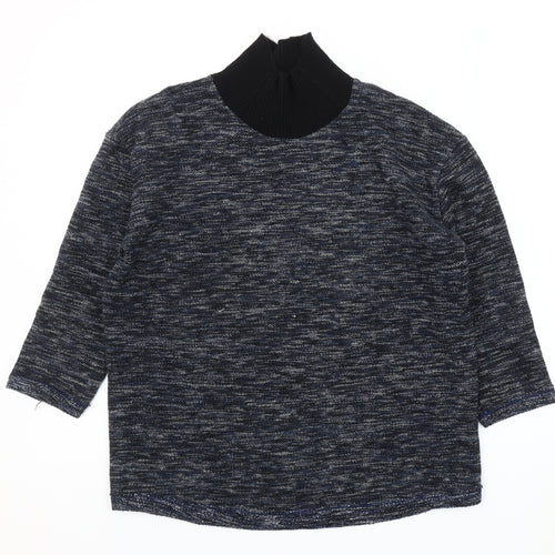 ZARA Women's Blue High Neck Knit Jumper, Size S