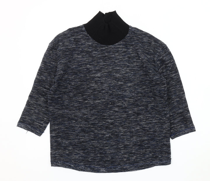 ZARA Women's Blue High Neck Knit Jumper, Size S