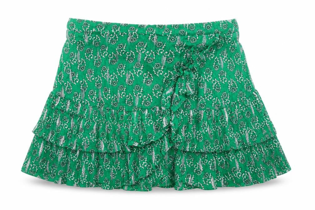 Front view of Feels by Brownie Women's Green Peasant Skirt S