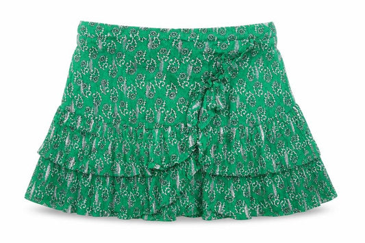 Front view of Feels by Brownie Women's Green Peasant Skirt S